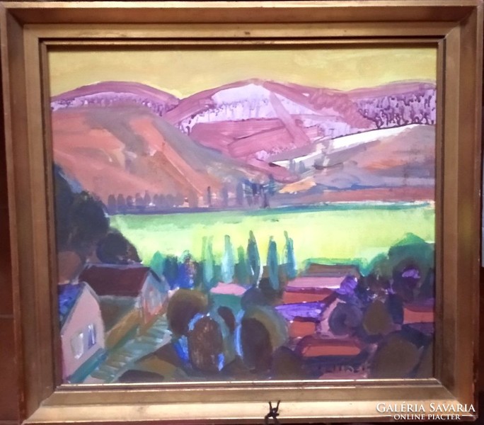 József Litkei's painting: autumn mountains from the artist's legacy