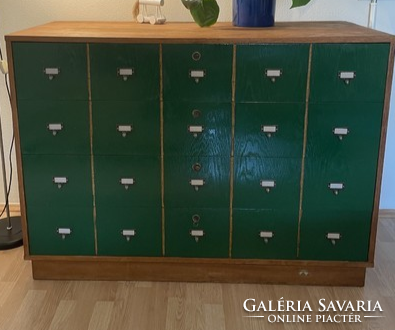 A real wooden chest of drawers with many drawers suitable for a spectacular loft or industrial design, size 130x55x94 cm