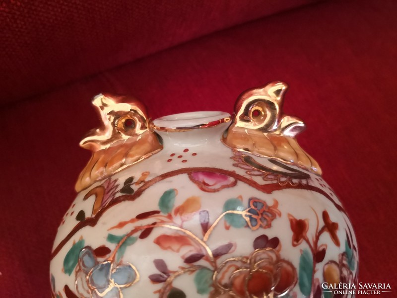 Keleti, kínai antik porcelán / kőedény gömbváza, aranyhal díszítéssel