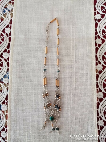 New necklace / necklaces with malachite and other semi-precious stones, wooden beads - for graduation!