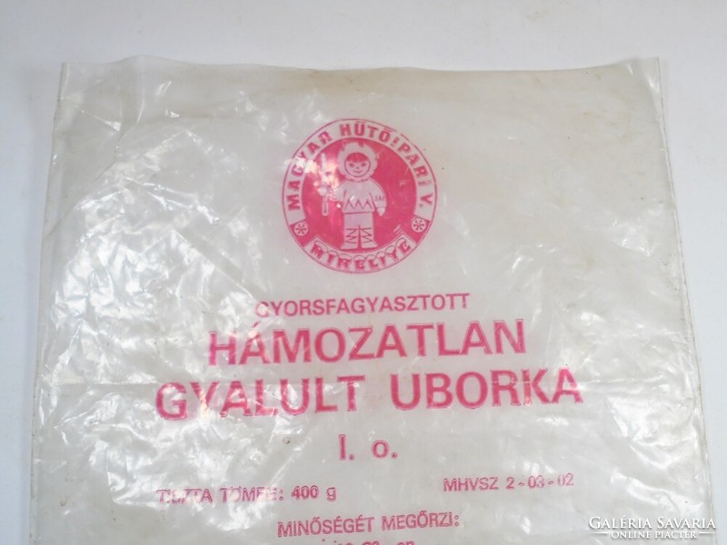 Retro quick-frozen planed cucumber Hungarian refrigeration industry v. Mirelite nylon bag - from the 1980s