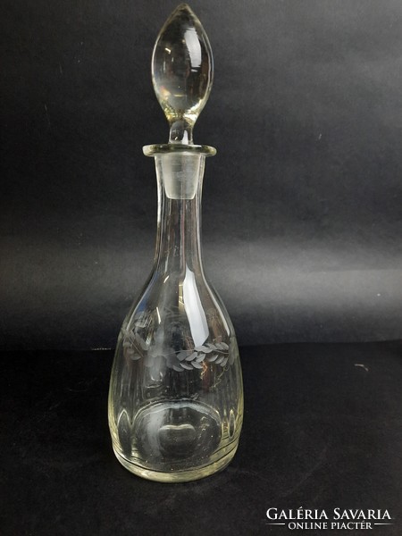 Beautiful special polished patterned glass bottle, carafe, liqueur glass with stopper /444/