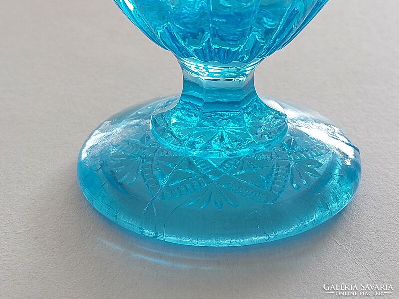 Old blue glass goblet decorative glass 12 cm