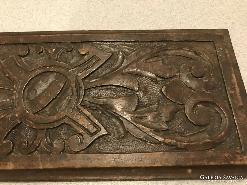 Antik faragott fa bútordísz, 29 x 12 cm