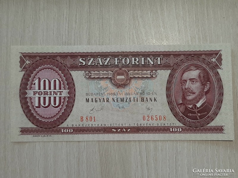 100 forint 1989 január UNC  B sorozat