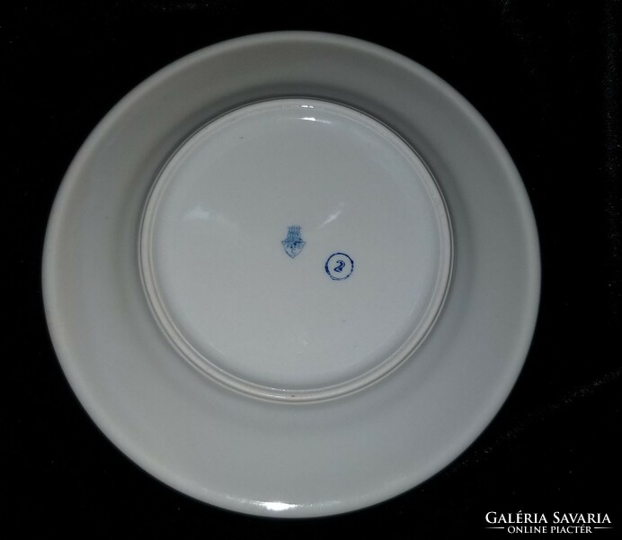 Zsolnay porcelain dessert plate with blue stripes 18 cm