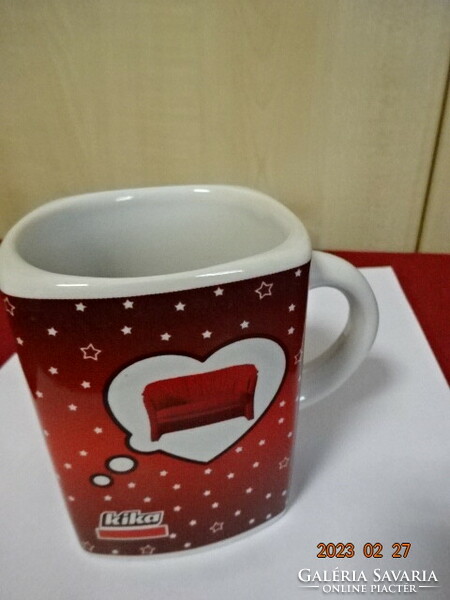 German porcelain mug, kika advertising cup, square. Jokai.