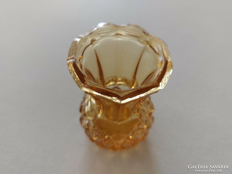 Old glass vase amber colored small vase