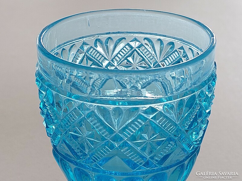 Old blue glass goblet decorative glass 12 cm