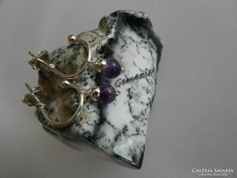 Real amethyst mineral 925 silver earrings