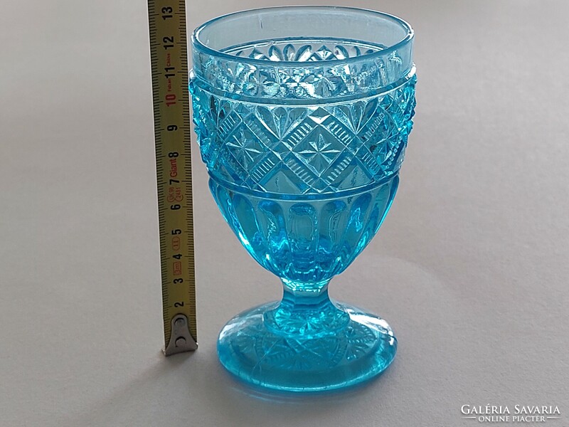 Old blue glass goblet decorative glass 12 cm