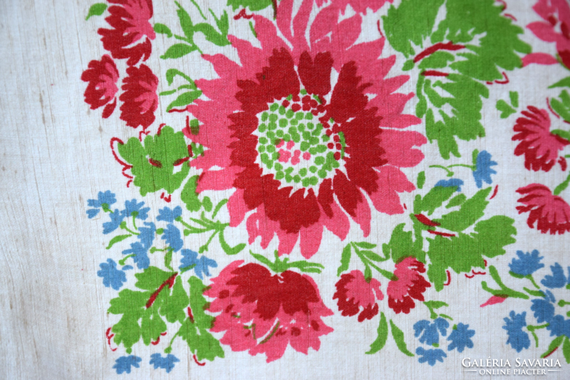 Len Vászon festett virágos vidám terítő asztalterítő abrosz 130 x 114