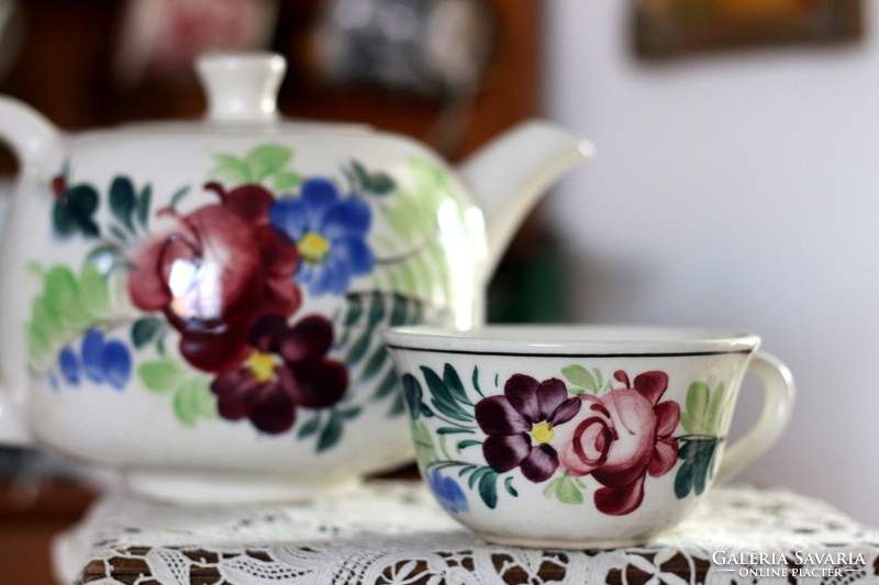 Wilhelmsburg hand painted, antique tea pot, tea cup together