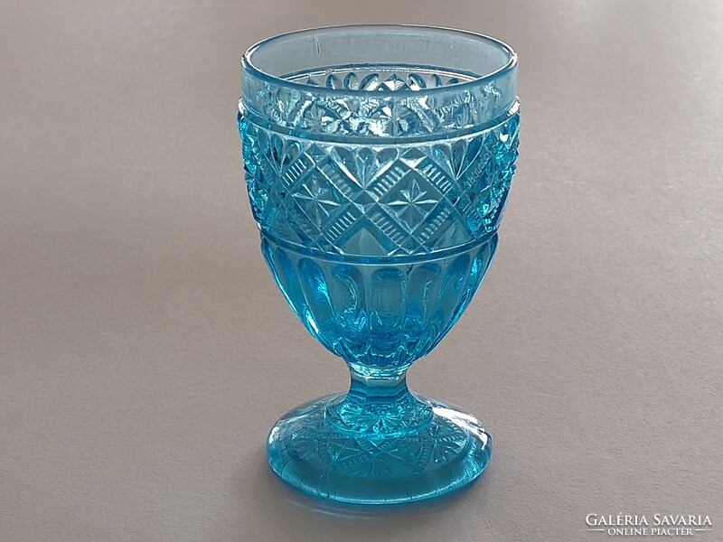 Old blue glass goblet decorative glass 12 cm