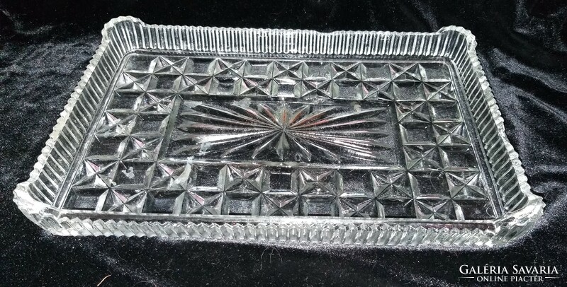 Crystal glass cake tray serving 31 x 20 cm