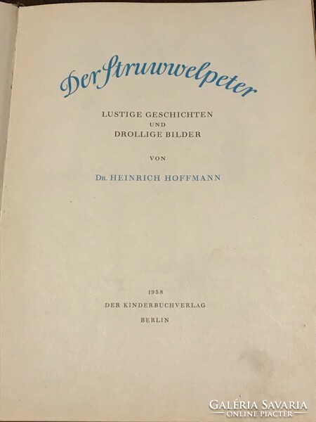Der struwwelpeter, German language storybook/dr. Heinrich Hoffmann Kinderbuchverlag Berlin 1958