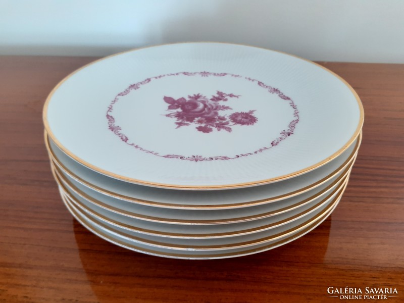 Old bavaria porcelain floral small plate with 6 pieces of dessert