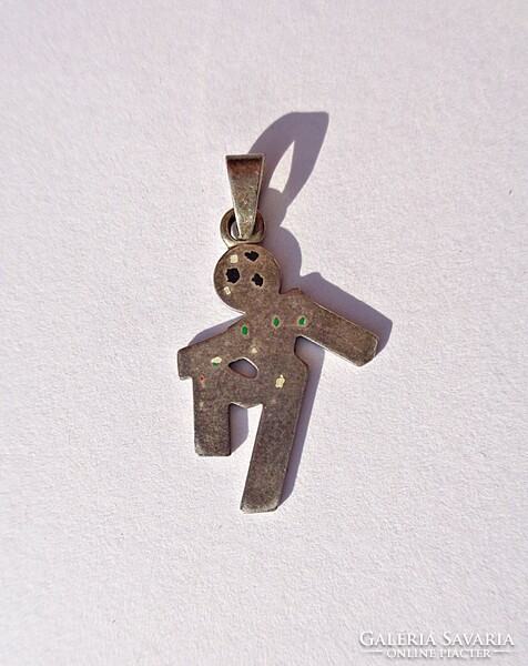 Figure in a good mood, Italian silver pendant