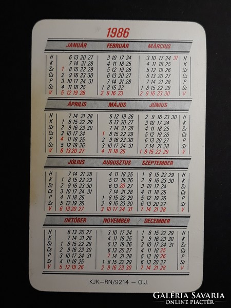 Card calendar 1986 - with afés catering inscription - retro calendar