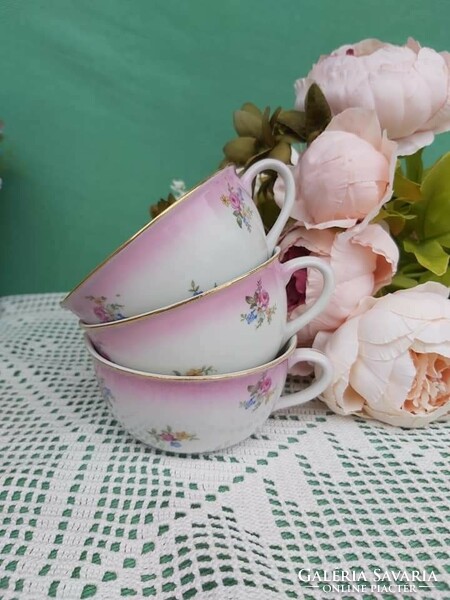 Gyönyörű hibátlan Hollóházi teáskészlet virágos teáscsésze csésze kanna cukortartó tejszínkiöntő