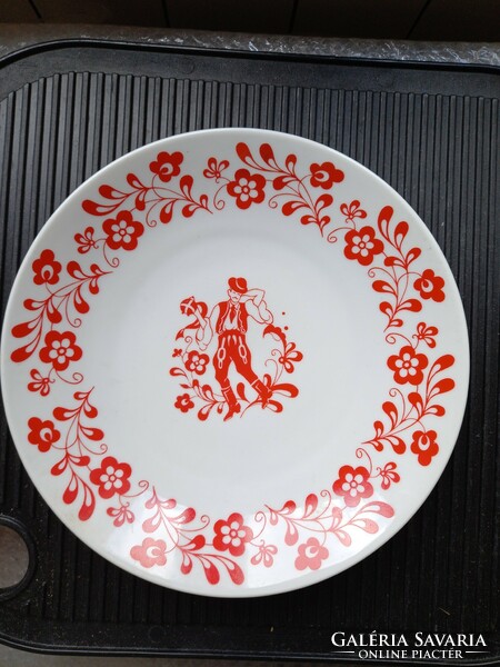 Retro zsolnay, peasant plate with village boy motif