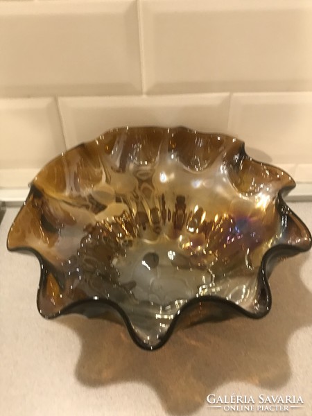 Antique glass bowl with iridescent light, 28 cm diameter