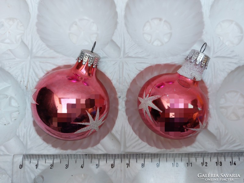 Régi üveg karácsonyfadísz gömb üvegdísz 2 db