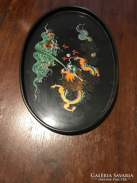 Chinese wooden tray/ with lacquer treatment, xx. Second half of Szd. Size: 35x24 cm