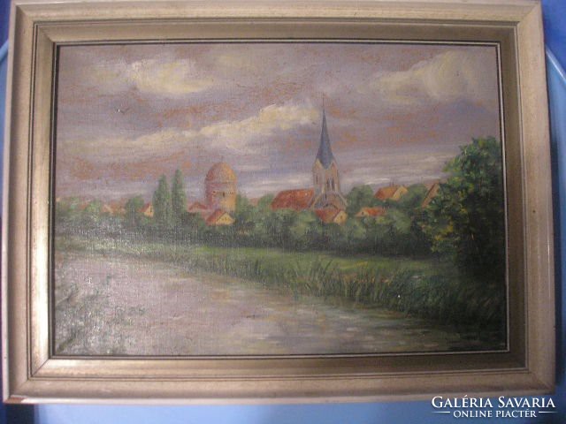 N8 German painter antique marked image of oil on canvas under special color effect 37 x 28 cm