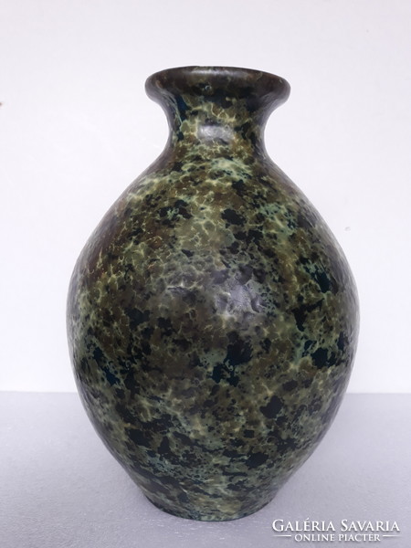 Retro potty ceramic vase with a marbled pattern