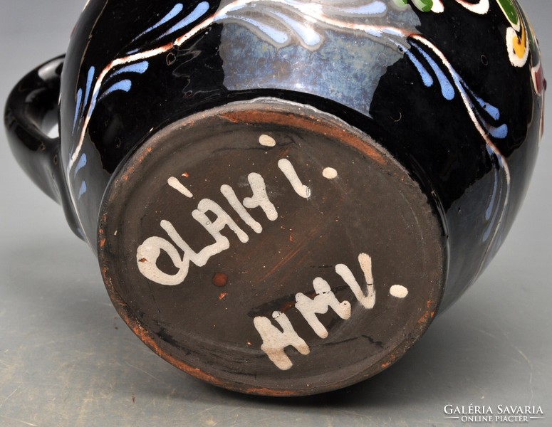 Hódmezővásárhely hmv oláh istván wine jug, marked. For collectors.