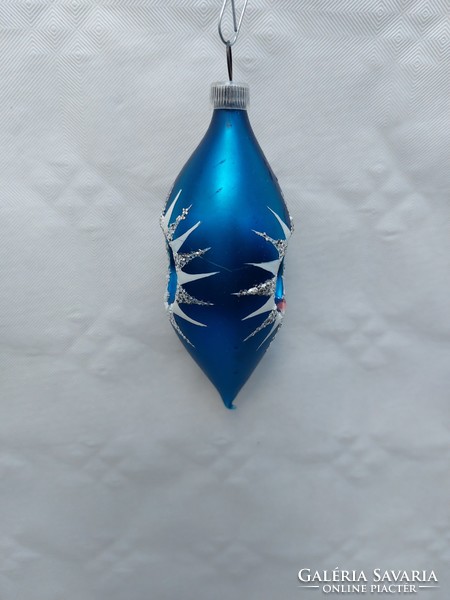 Old glass Christmas tree decoration with blue icicle glass ornament