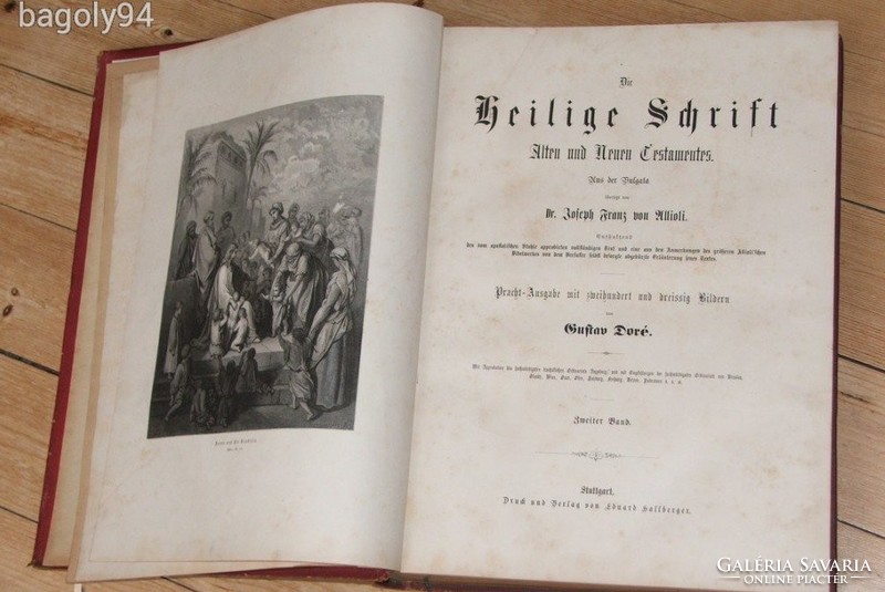 PIROS BŐRKÖTÉSES német DORÉ BIBLIA  a Vulgata szerint 1868 Stuttgart - ÚJSZÖVETSÉG