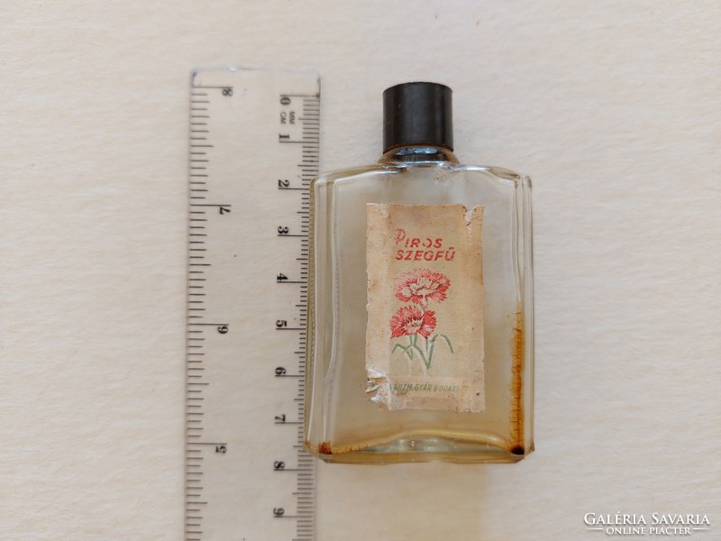 Régi címkés parfümös üveg Piros Szegfű vintage kölnis palack