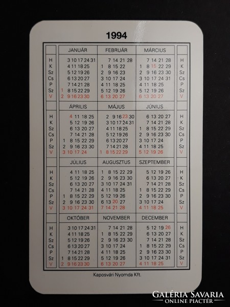 Card Calendar 1994 - Kaposvár Printing Co., Ltd. With inscription - retro calendar