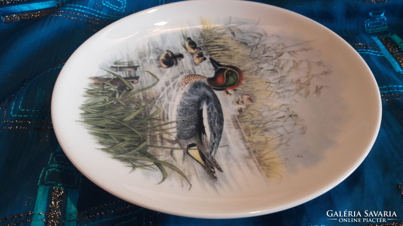 Porcelain decorative plate with rattling duck, wall plate with duck bird (l3383)