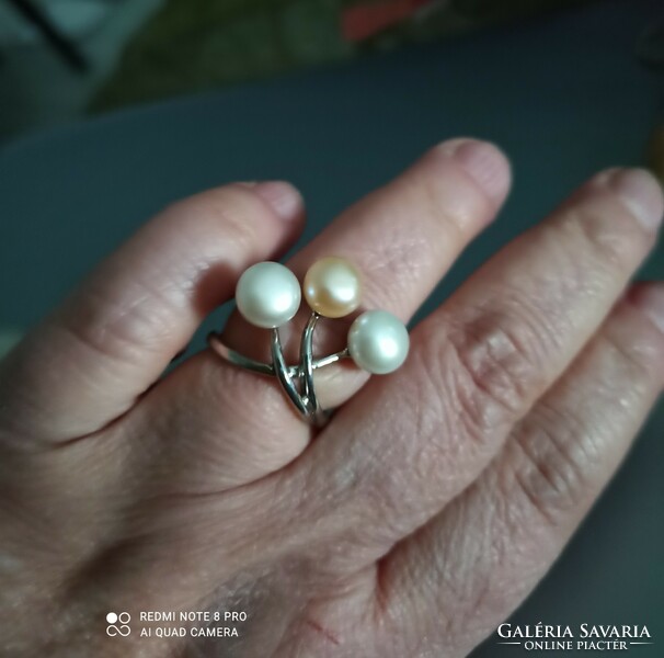Silver ring/pearl