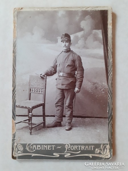 Antik fotó katona műtermi fénykép