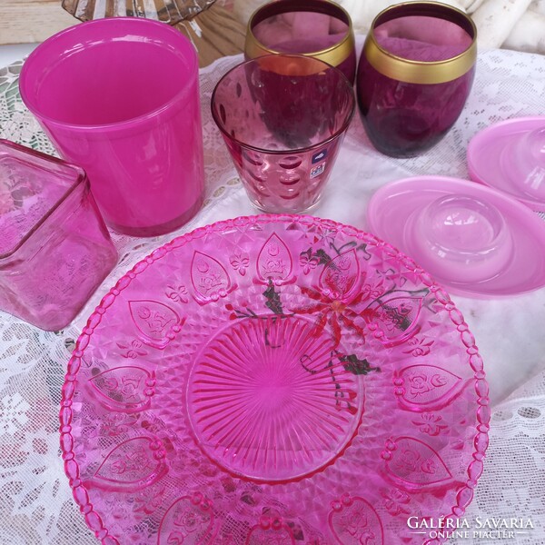 Pink glass collection/candle holder