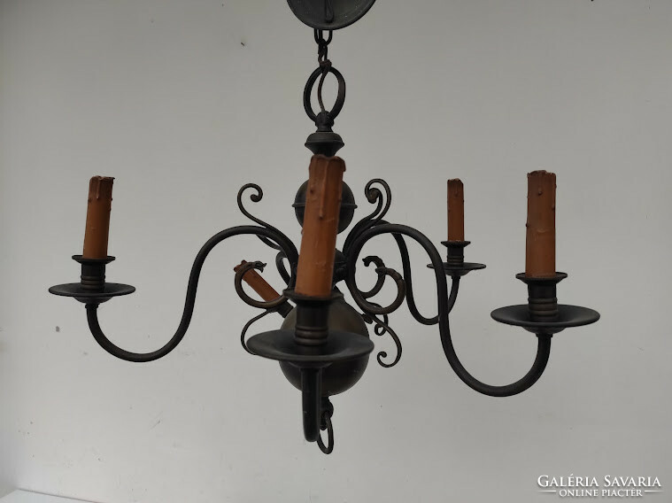 Antique 5-arm patinated heavy Flemish chandelier in need of repair 352 6641