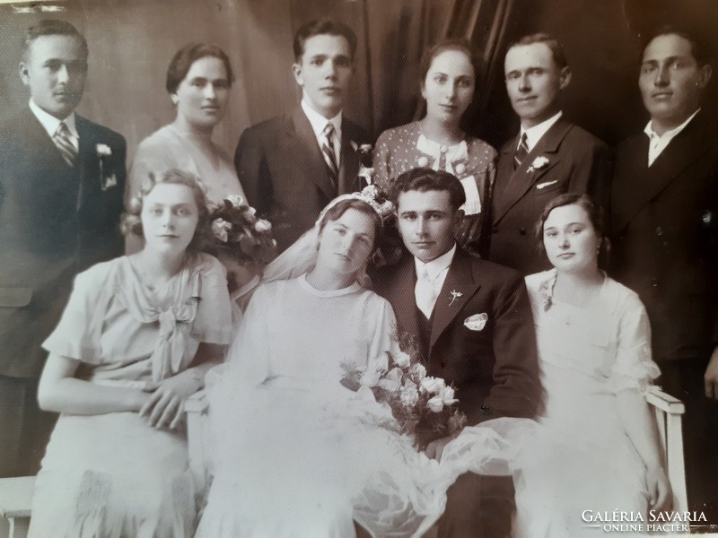 Old wedding group photo werner antal photographer battonya studio photo