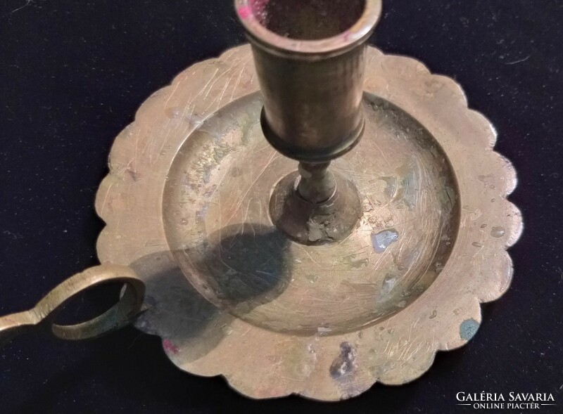 Old copper walking candle holder 11cm