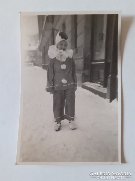 Old child photo vintage carnival clown costume photo