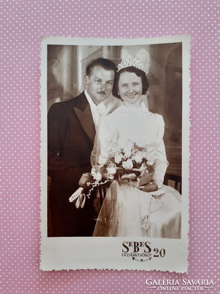 Régi esküvői fotó 1939 Sebes Budapest műtermi fénykép