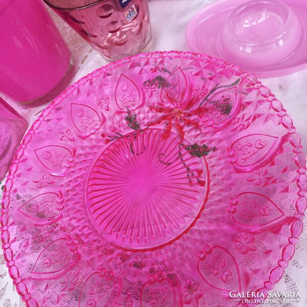 Pink üveg gyűjtemény/mécsestartó