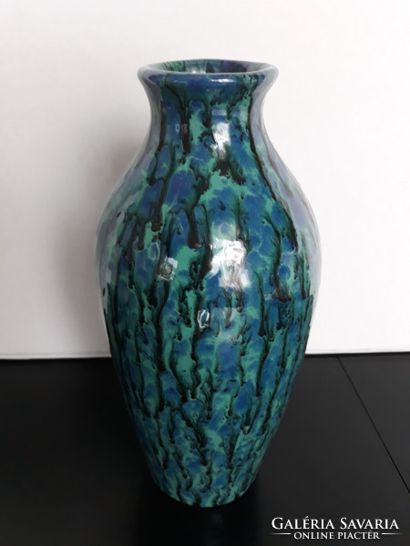 A retro German ceramic vase in the colors of the sea