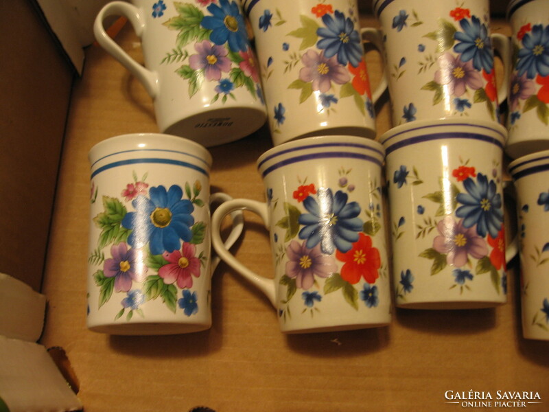 Retro colorful floral cups, mugs, domestic