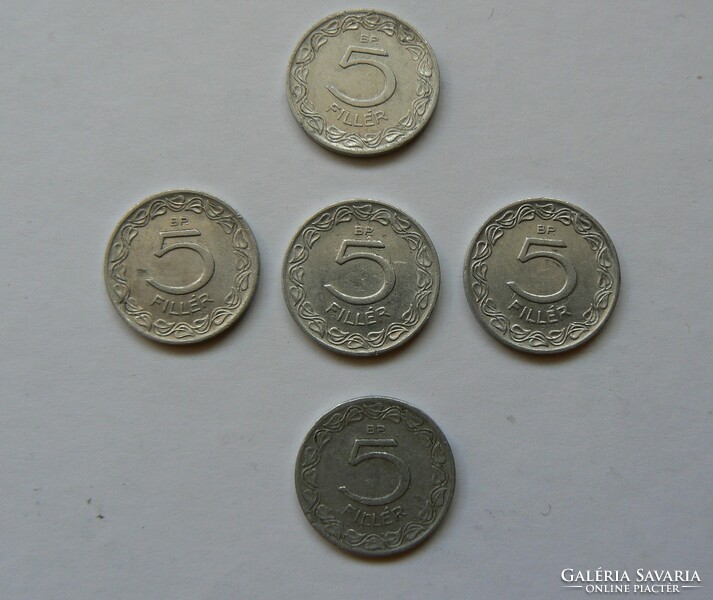 1 pc. 5 pennies, 1955. Mint defective, 4 pieces of 5 pielers 1956. Coin collection in one