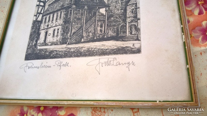 (K) fritz lange etching 33x25 cm with frame