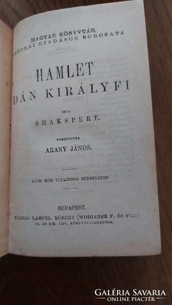 Shakspere  (Shakespeare ) Hamlet dán királyfi/ János király /A Szentiván-éji álom/ -könyv